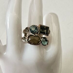 Dyrberg/Kern green multi rhinestone vintage  ring